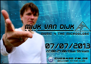 Flyer for Mijk van Dijk's show music 4 the microglobe, July 2013