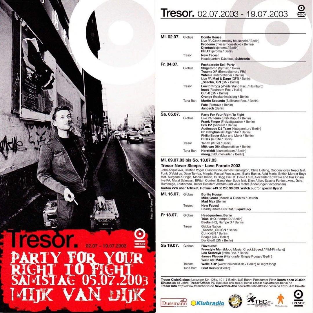 While discussing @tresorberlin on my @facebook page, this old Flyer from 2003 …