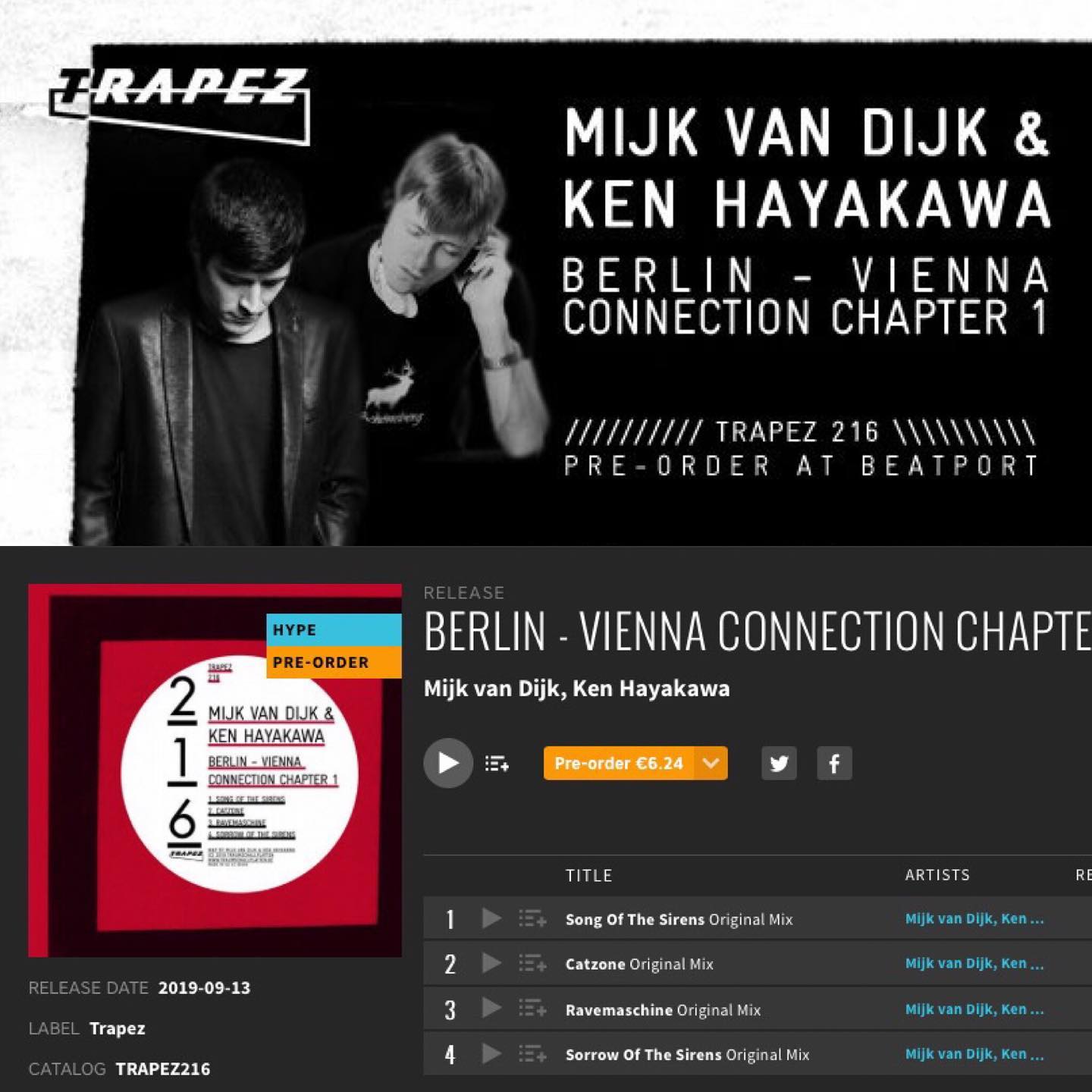My new EP with #kenhayakawa from #vienna soon out on #trapez_records 216, now …
