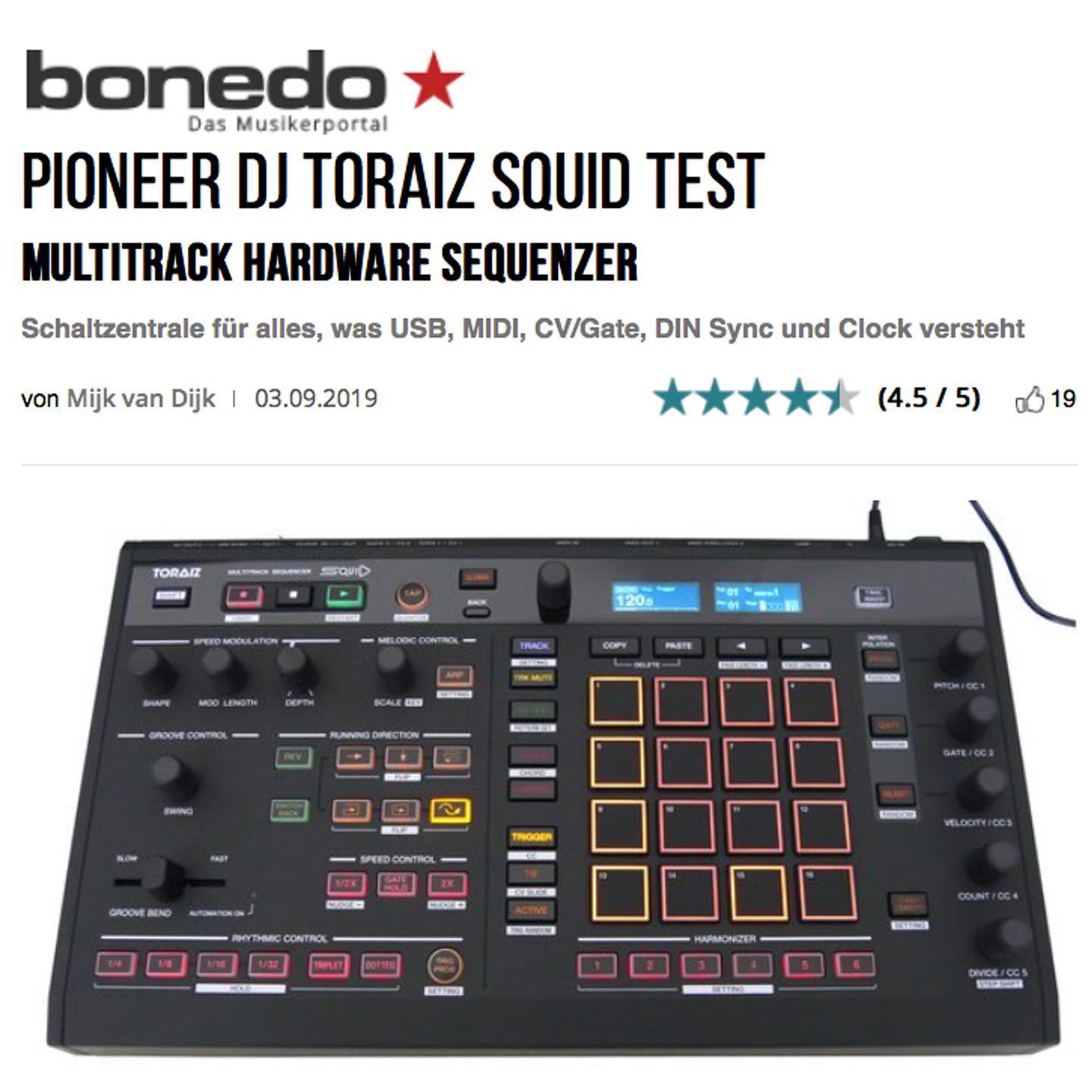 I wrote a test review about the #pioneerdj #toraizsquid #hardwaresequencer for …