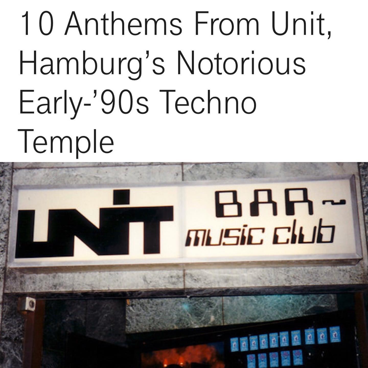 Unit Hamburg was the first club I ever DJed in public back in 1992. The late …