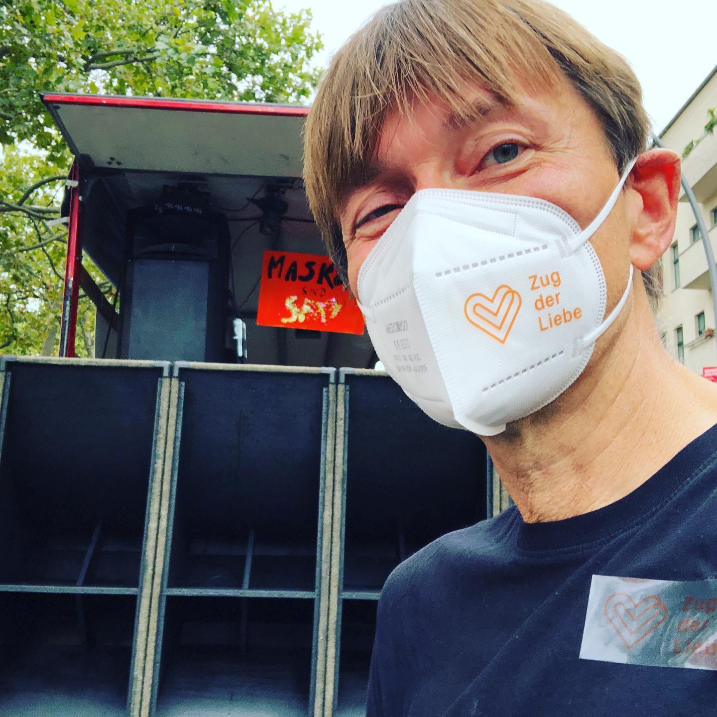 Me on yesterday’s Zug der Liebe as security staff at the Dangerous Drums truck …