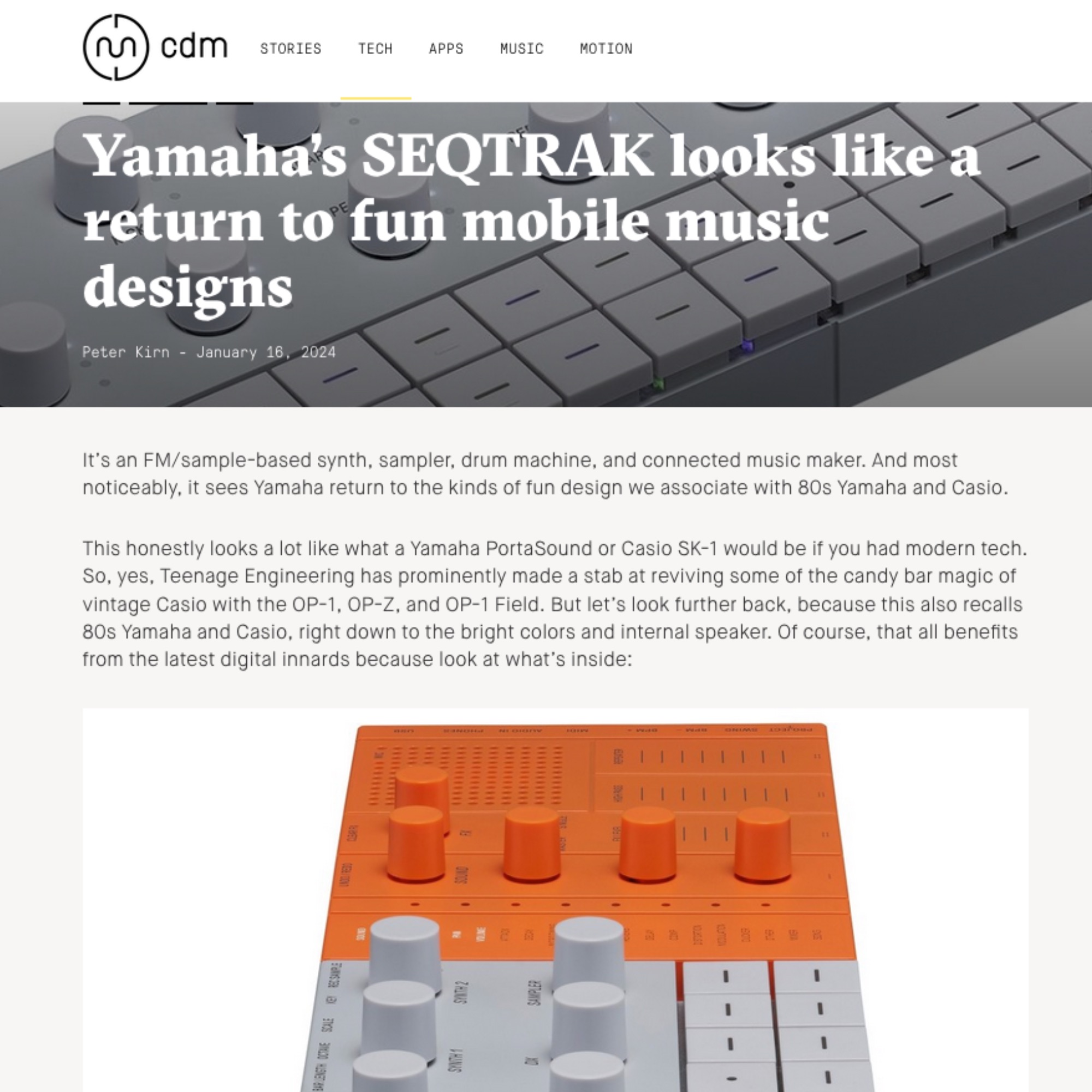Peter Kirn of CDM wrote a smooth first-look appreciation about the brand new …
