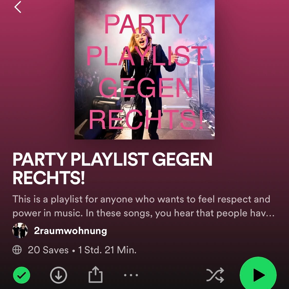 My friends from 2raumwohnung compiled an „Antifascist Party Playlist“ and I …