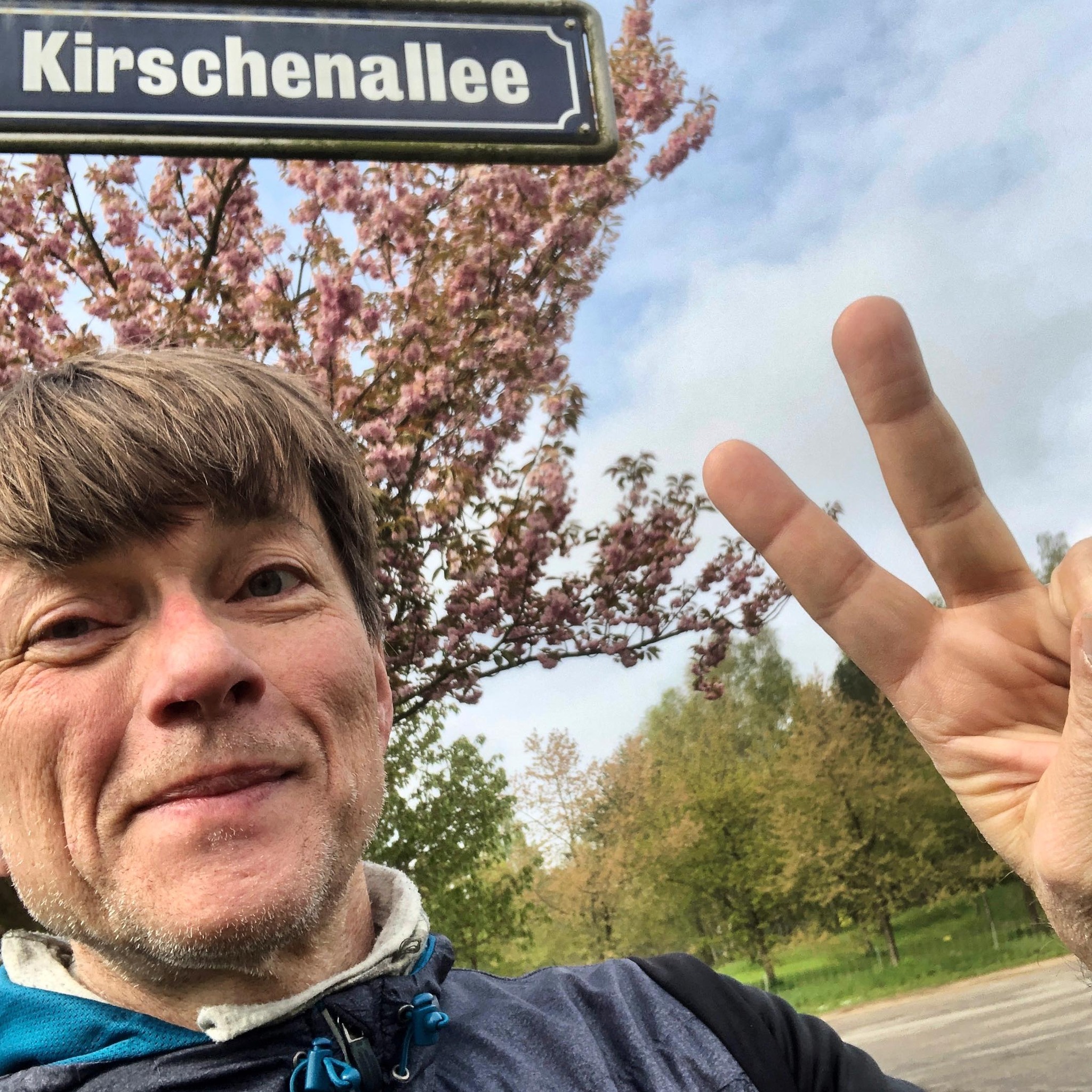 Jogging under cherry blossoms 🌸 in the cherry avenue. Feels good! Have a nice …