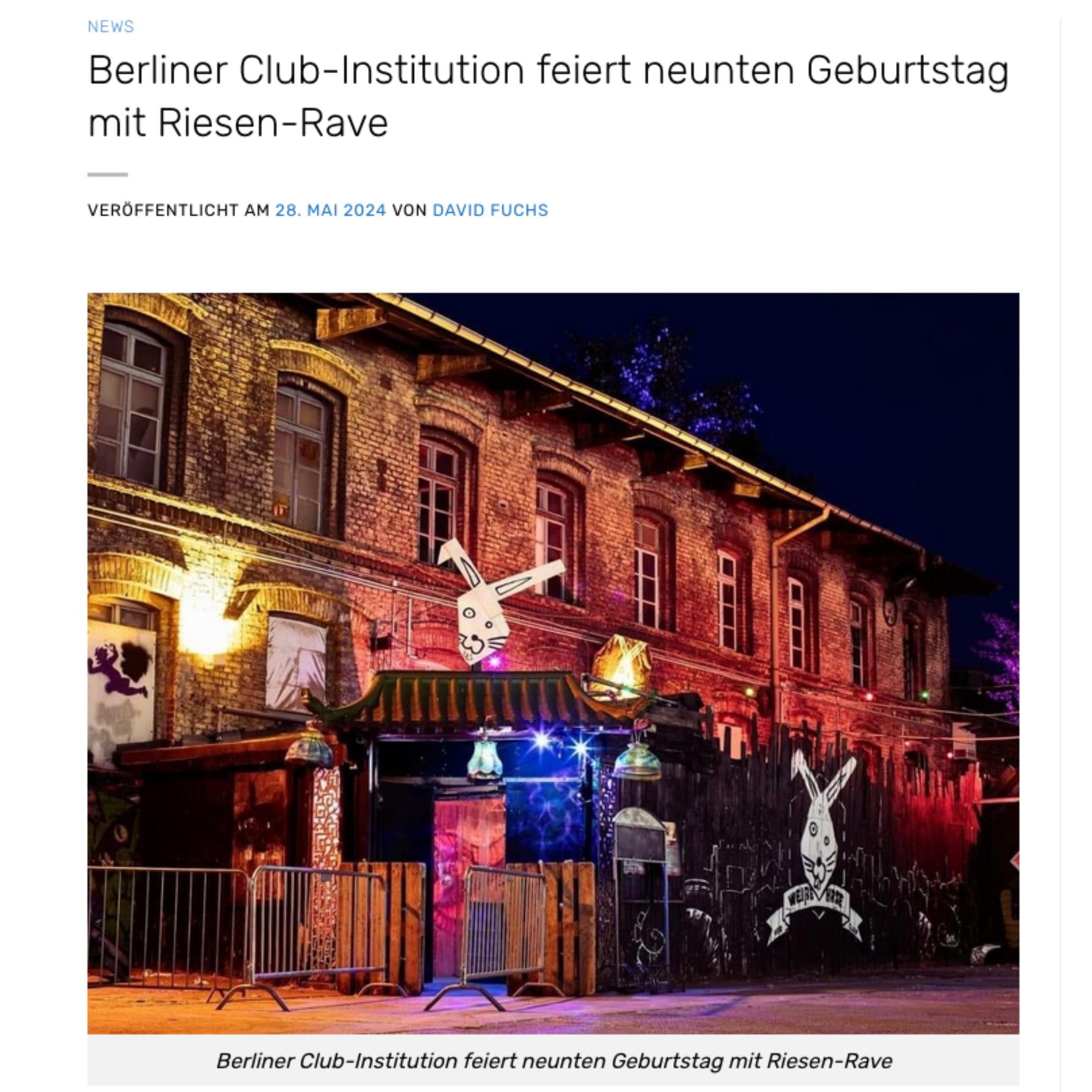 This June “Berlin Club institution” Der Weiße Hase celebrates it’s 9 years …