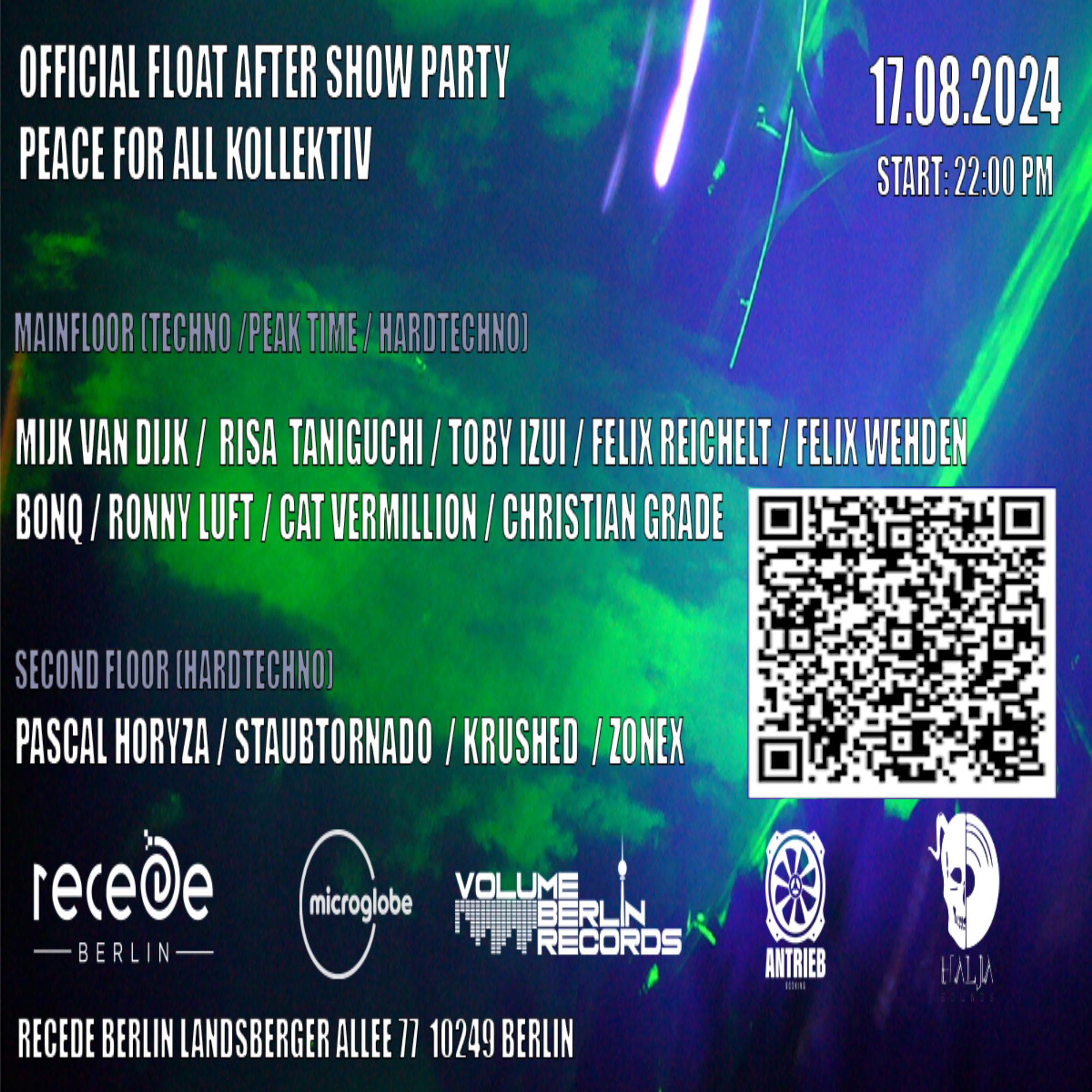 Hey, let’s meet at the official float after show party of Peace 4 All Kollektiv …