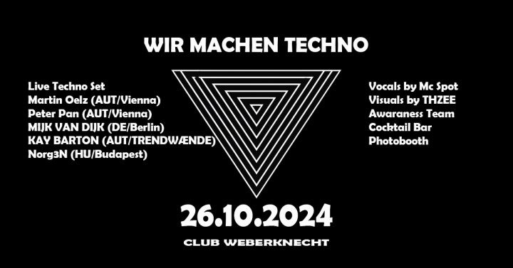 Time table for Saturday at Weberknecht!