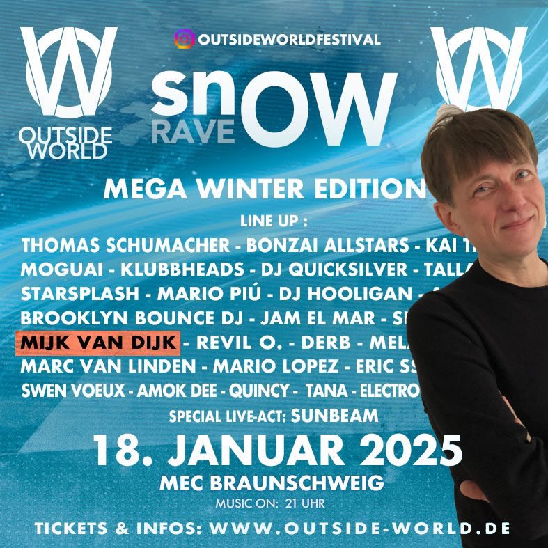 Noch 5 Tage bis zum @outsideworldfestival Snow Rave in Braunschweig.