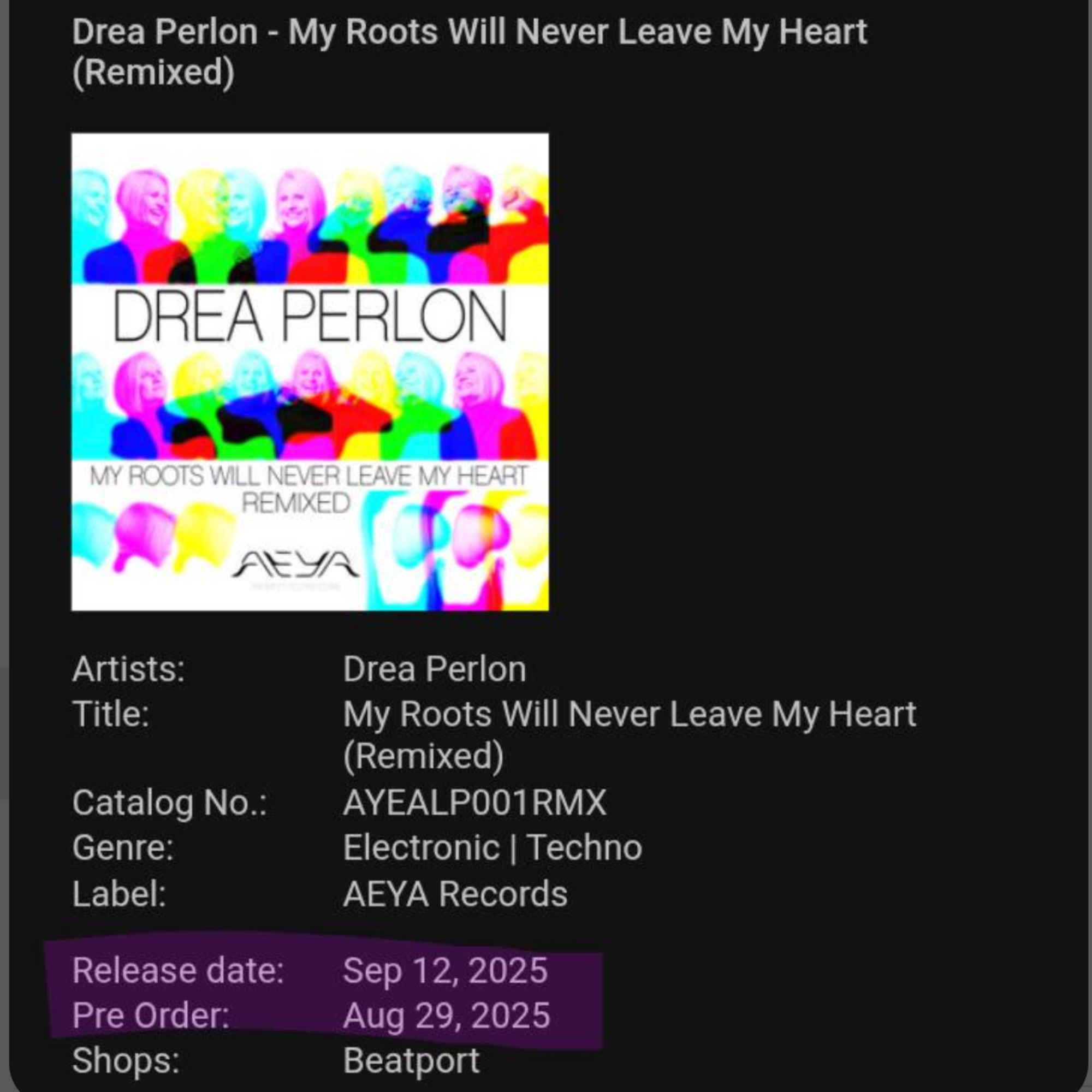 Pre-order today: @dreaperlon – My Roots Will Never Leave My Heart – Remixed …