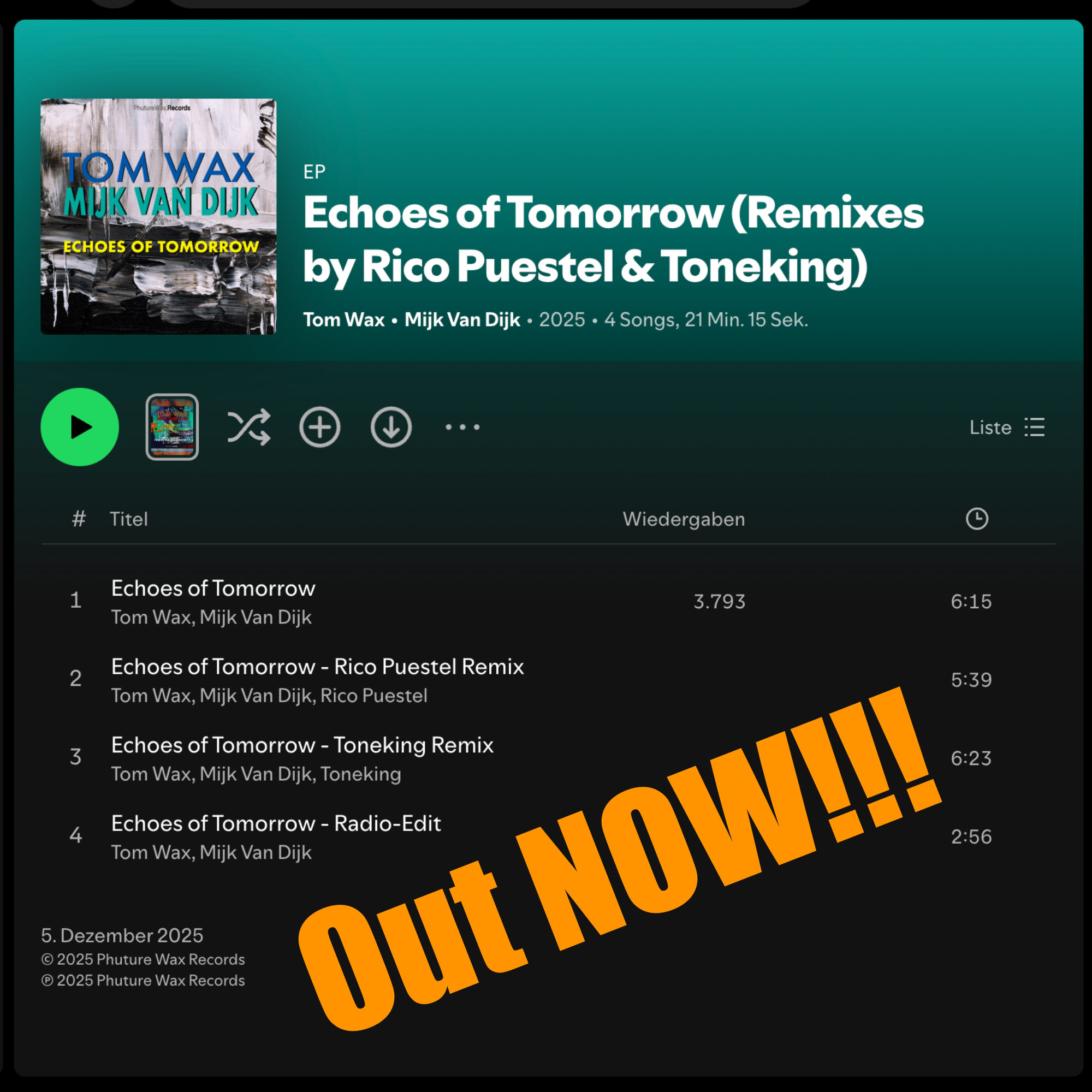 Chuffed to announce that the Remixes by @ricopuestel and Toneking of “Echoes of …