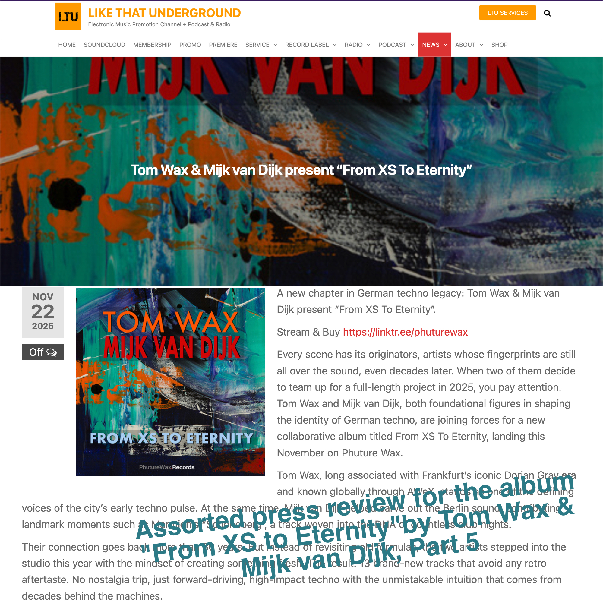 My album “From XS to Eternity” with @djtomwaxofficial on his label …