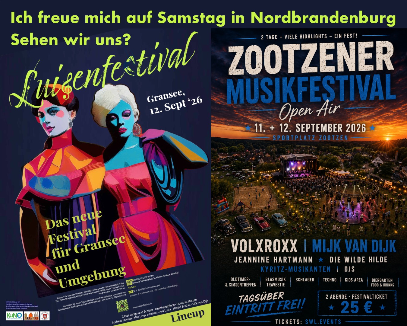 Ich freue mich auf Samstag in der Brandenburger Nachbarschaft. Erst spiele ich …